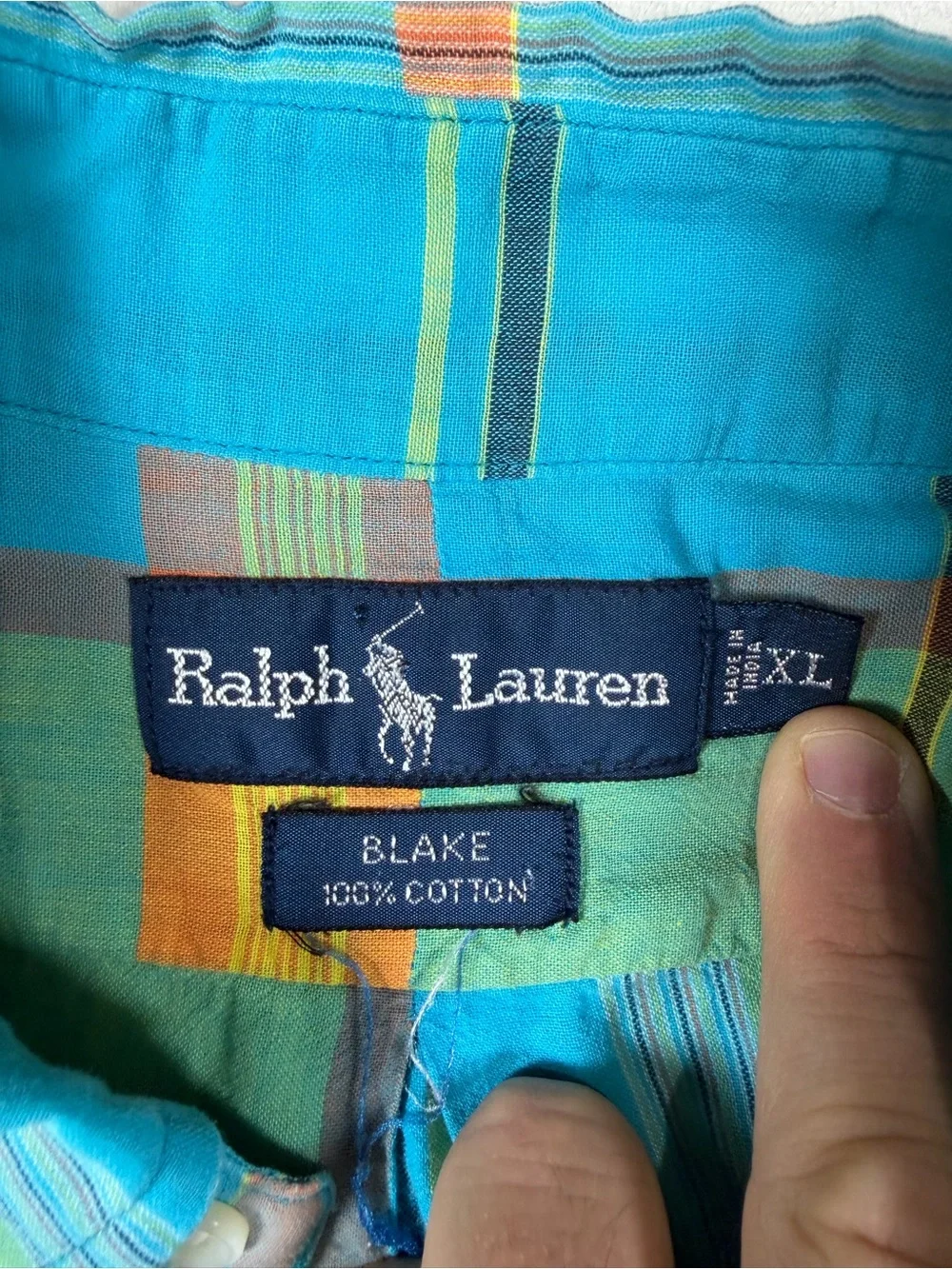 Polo Ralph Lauren XL Indian Madras Turquoise Plaid Short-Sleeve Button Shirt